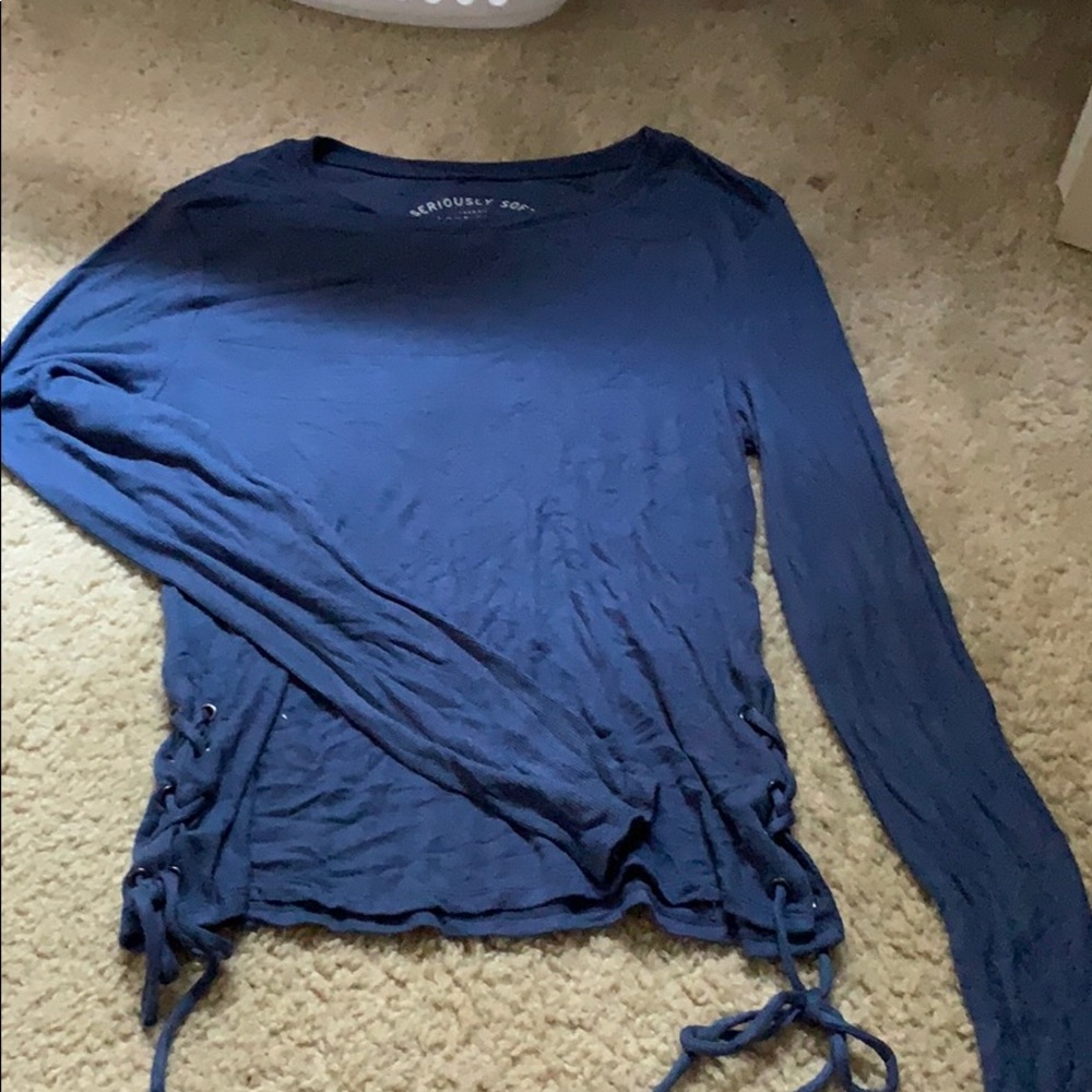 long sleeve blue shirt